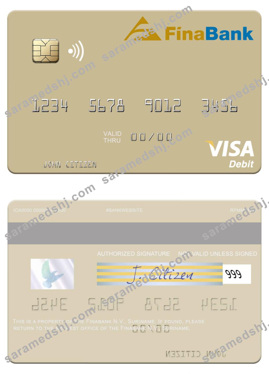 Suriname Finabank N.V. visa debit card